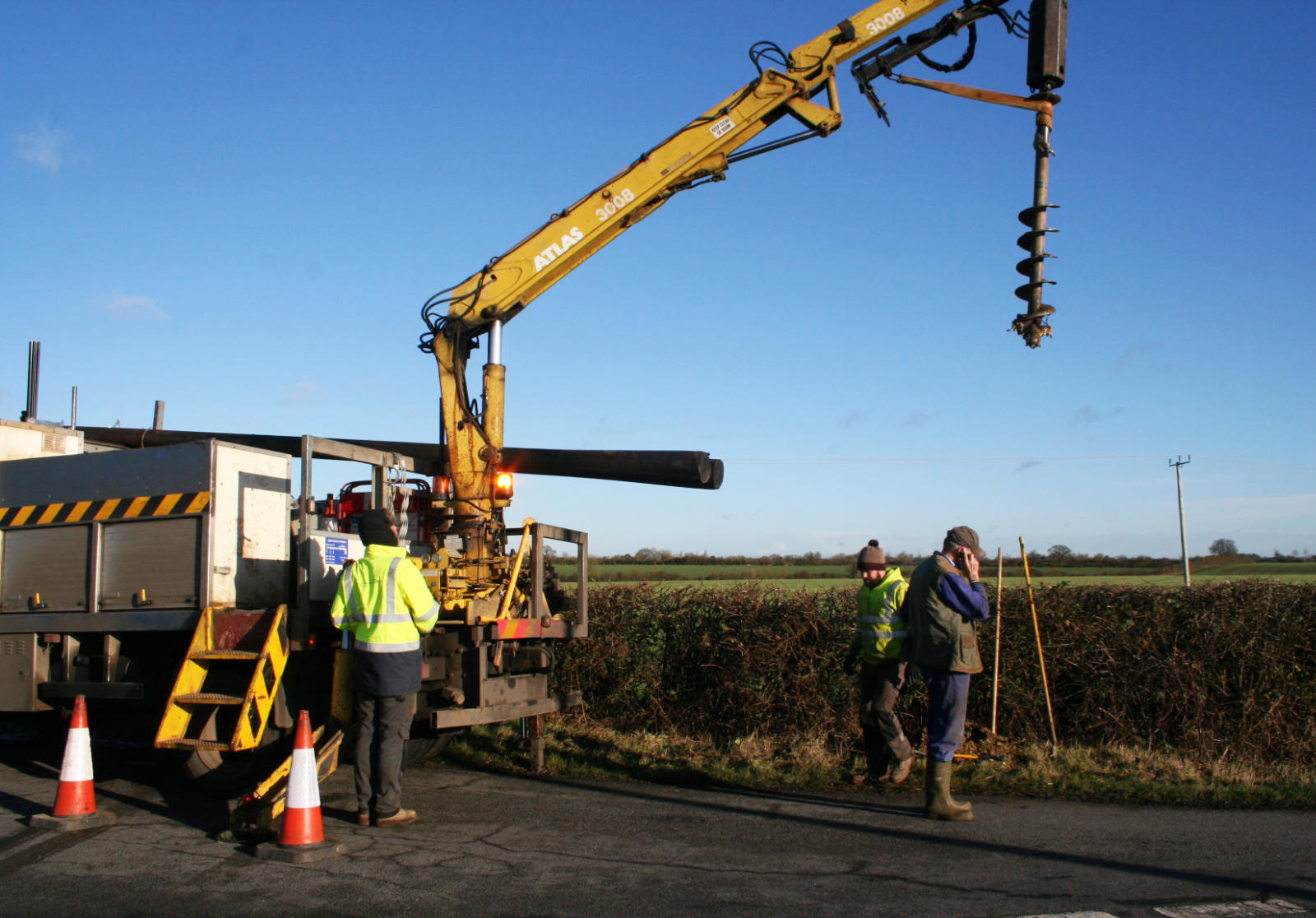 Boring for a pole near The Orchard