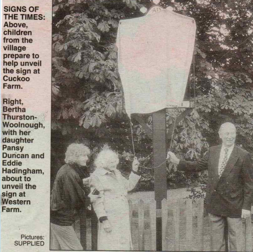 Village Sign Newspaper Article