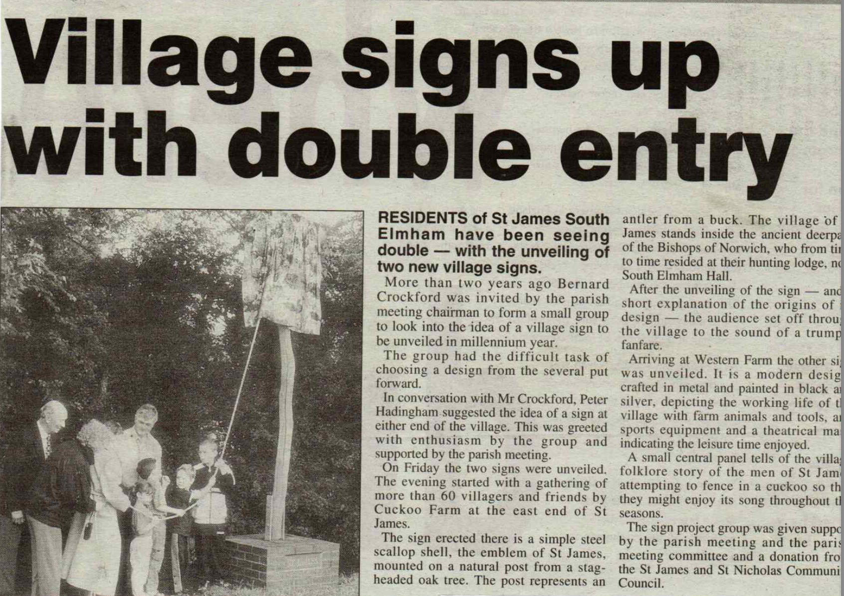 Village Sign Newspaper Article